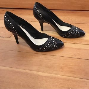 Ralph Lauren Collection B & W Leather Heels